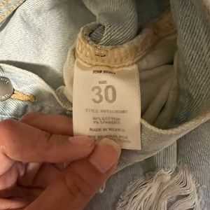 Distressed non stretch light blue